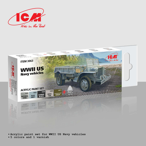 ICM Acrylic Paint Set: WWII US Navy and USMC vehicles - 6 Colours