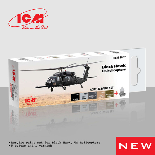 ICM Acrylic Paint Set: Black Hawk. US helicopters - 6 Colours