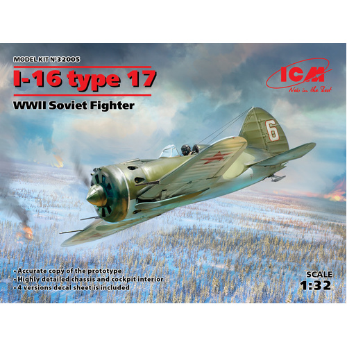 ICM 1/32 I-16 type 17 WWII Soviet Fighter Plastic Model Kit