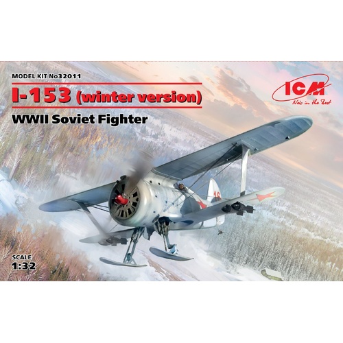 ICM 1/32 I-153 (winter version) WWII Soviet Fighter Plastic Model Kit
