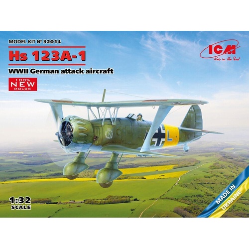 ICM 1/32 Hs 123A-1 WWII German Attack Aircraft Plastic Model Kit