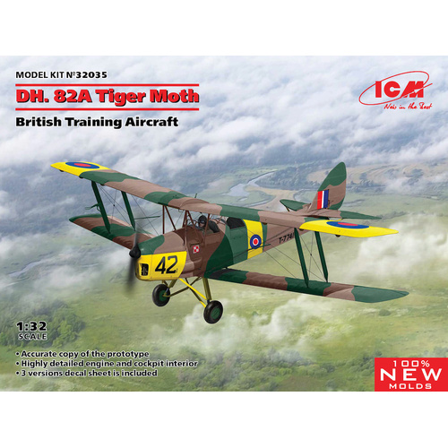 ICM 1/32 D.H. 82A Tiger Moth British Training Aircraft Plastic Model Kit