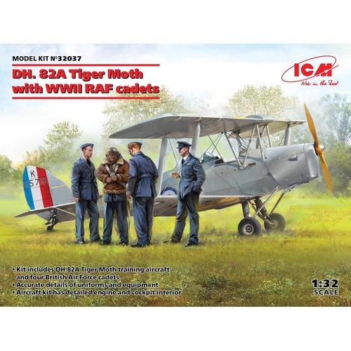 ICM 1/32 DH. 82A Tiger Moth with WWII RAF cadets Plastic Model Kit