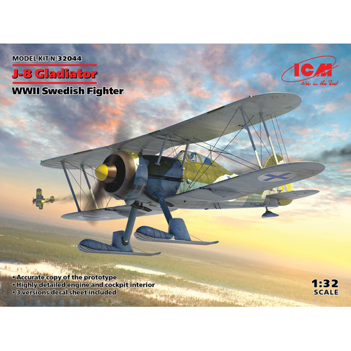 ICM 1/32 J-8 Gladiator WWII Swedish Fighter Plastic Model Kit