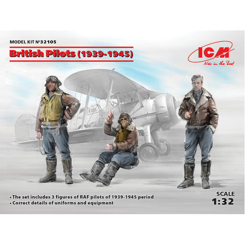 ICM 1/32 British Pilots (1939-1945) (3 Figures) Plastic Model Kit