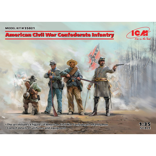 ICM 1/35 American Civil War Confederate Infantry. Set #1 Plastic Model Kit