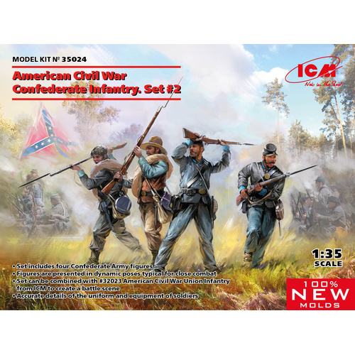 ICM 1/35 American Civil War Confederate Infantry. Set #2 Plastic Model Kit