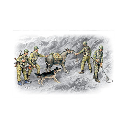 ICM 1/35 Soviet Sappers (1979-1988) (4 Figures - 3 soldiers 1 sapper donkey figure dog figure) Plastic Model Kit