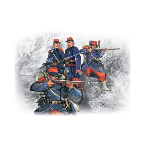 ICM 1/35 French Line Infantry (1870-1871) (4 Figures - 1 officer 3 soldiers) Plastic Model Kit