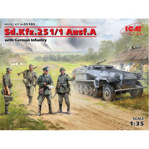 ICM 1/35 Sd.Kfz.251/1 Ausf.A with German Infantry Plastic Model Kit