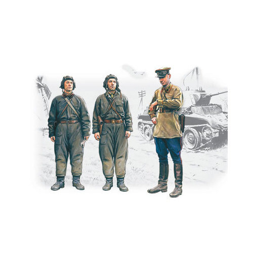 ICM 1/35 Soviet Tank Crew (1939-1942) (3 Figures - 1 officer 2 tankmen) Plastic Model Kit