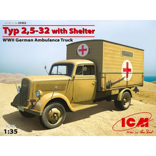 ICM 1/35 Typ 2 5-32 with Shelter WWII German Ambulance Truck Plastic Model Kit