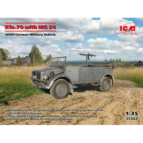 ICM 1/35 Kfz.70 with MG 34 WWII German Military Vehicle Plastic Model Kit