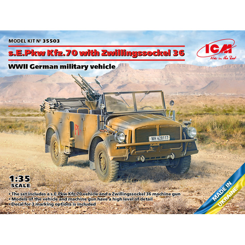 ICM 1/35 s.E.Pkw Kfz.70 with Zwillingssockel 36 WWII German Military Vehicle Plastic Model Kit