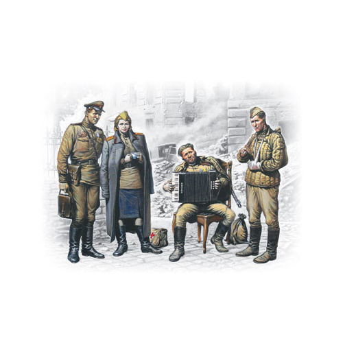 ICM 1/35 May 1945 (4 Figures - 1 officer 2 soldiers 1 military servicewoman) Plastic Model Kit