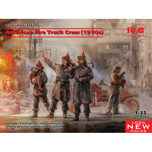 ICM 1/35 American Fire Truck Crew (1910s) Plastic Model Kit