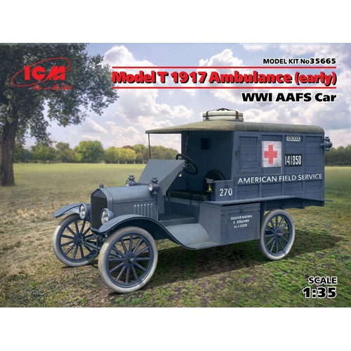 ICM 1/35 Model T 1917 Ambulance (Early) WWI AAFS Car Plastic Model Kit
