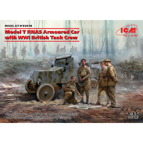 ICM 1/35 Model T RNAS Armoured Car with WWI British Tank Crew Plastic Model Kit