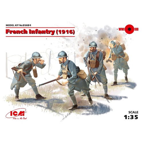ICM 1/35 French Infantry (1916) (4 Figures) Plastic Model Kit