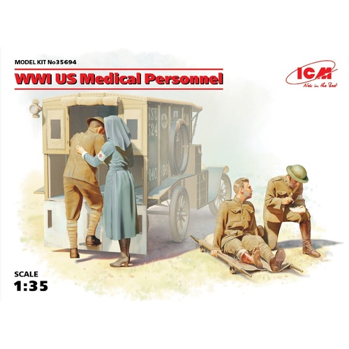 ICM 1/35 WWI US Medical Personnel (4 Figures) Plastic Model Kit