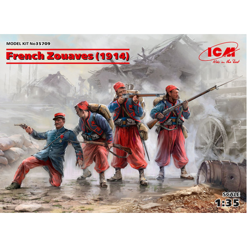 ICM 1/35 French Zouaves (1914) (4 Figures) Plastic Model Kit