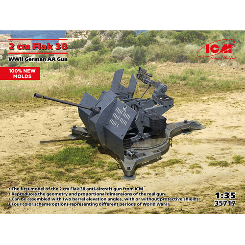 ICM 1/35 Flak 38 WWII German AA Gun Plastic Model Kit