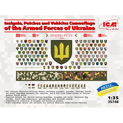 ICM 1/35 Chevrons of Personnel and Camouflage of Military Vehicles of the Ukrainian Army Plastic Model Kit