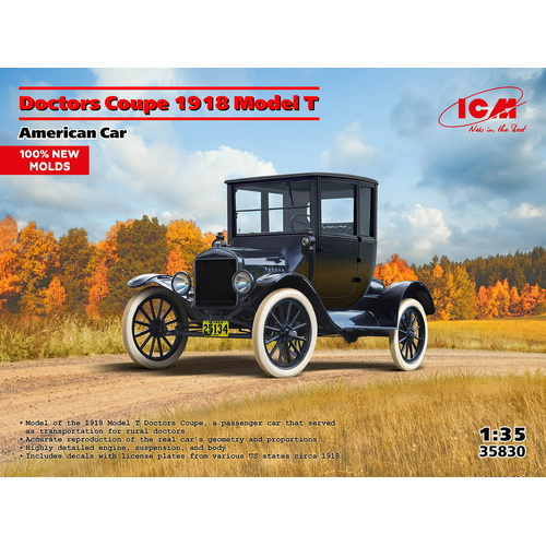 ICM 1/35 Doctors Coupe 1918 Model T American Car Plastic Model Kit