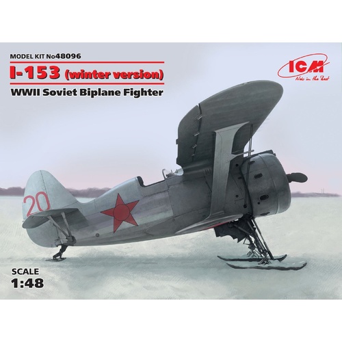 ICM 1/48 I-153 WWII Soviet Biplane Fighter (winter version) Plastic Model Kit