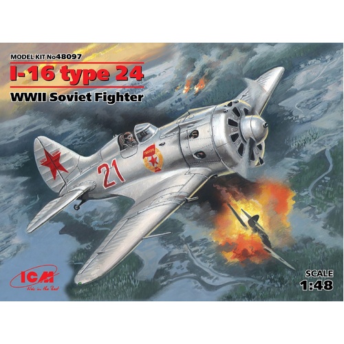 ICM 1/48 I-16 type 24 WWII Soviet Fighter Plastic Model Kit