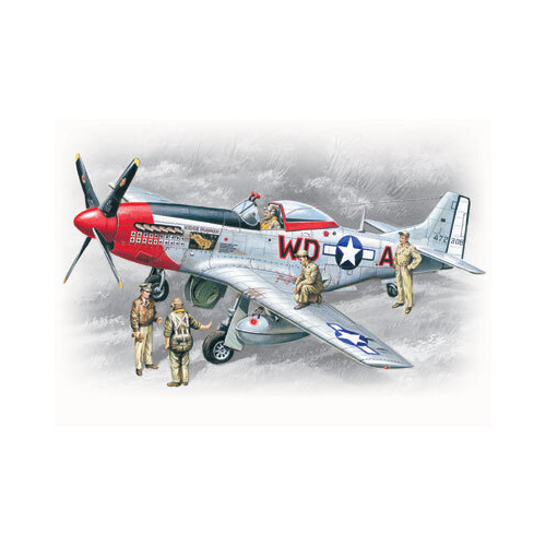 ICM 1/48 Mustang P-51D with USAAF Pilots and Ground Personnel Plastic Model Kit