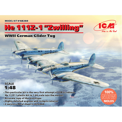 ICM 1/48 He 111Z-1 “Zwilling” WWII German Glider Tug Plastic Model Kit