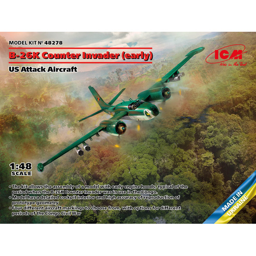 ICM 1/48 B-26K Counter Invader (Early) US Attack Aircraft Plastic Model Kit