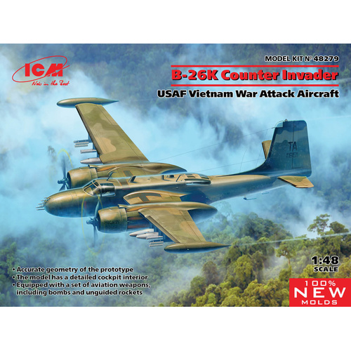 ICM 1/48 B-26K Counter Invader USAF Vietnam War Attack Aircraft Plastic Model Kit