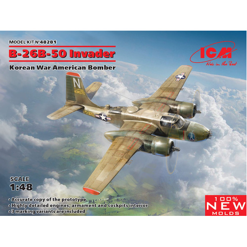 ICM 1/48 B-26B-50 Invader Korean War American Bomber Plastic Model Kit