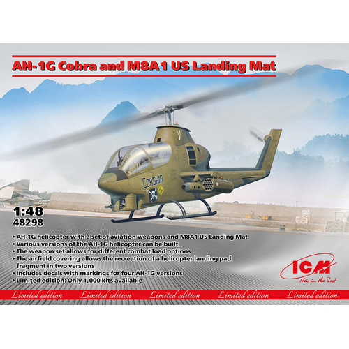 ICM 1/48 AH-1G Cobra and M8A1 US Landing Mat Plastic Model Kit
