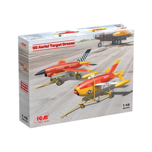 ICM 1/48 US Aerial Target Drons (2 Drones and 2 Trailers) Plastic Model Kit