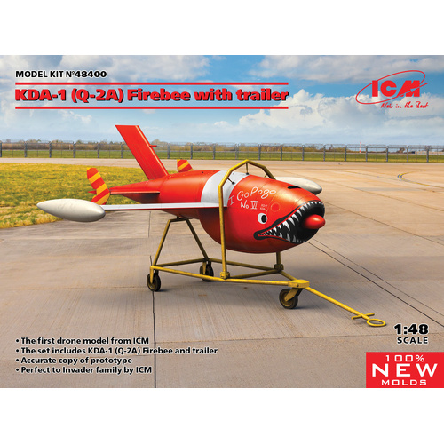 ICM 1/48 KDA-1 (Q-2A) Firebee with trailer (1 Airplane and Trailer) Plastic Model Kit
