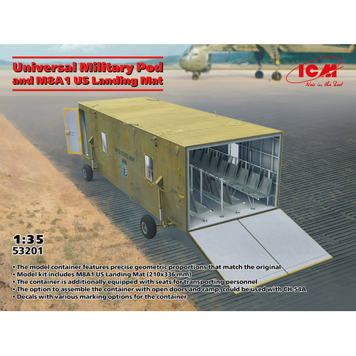 ICM 1/35 Universal Military Pod with M8A1 US Landing Mat Plastic Model Kit