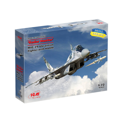 ICM 1/72 Radar Hunter' MiG-29 '9-13' Ukrainian Fighter with HARM missiles Plastic Model Kit