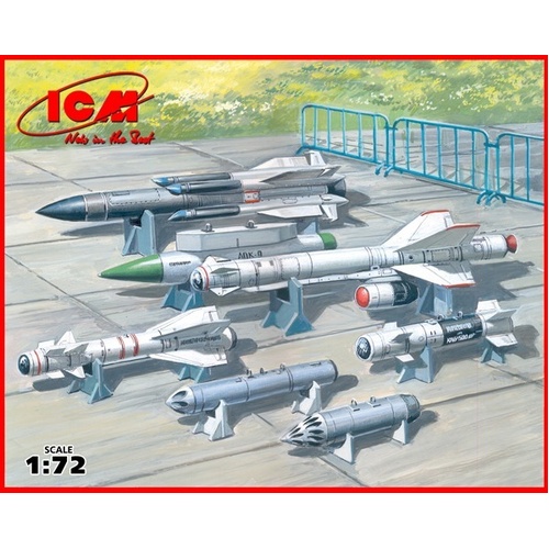 ICM 1/72 Soviet Air-to-Surface Aircraft Armament (X-29T X-31P X-59M missiles B-13L B-8M1 rocket containers KAB-500Kr bombs) Plastic Model Kit