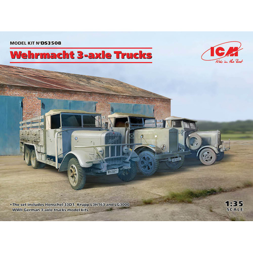 ICM 1/35 Wehrmacht 3-axle Trucks Plastic Model Kit Diorama Set