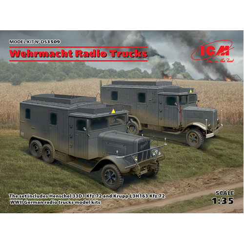 ICM 1/35 Wehrmacht Radio Trucks Plastic Model Kit Diorama Set