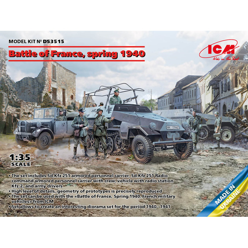 ICM 1/35 Battle of France spring 1940. German combat vehicles Plastic Model Kit Diorama Set