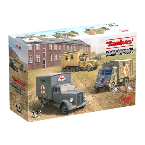 ICM 1/35 'Sankas' WWII Wehrmacht Ambulance Trucks Plastic Model Kit Diorama Set