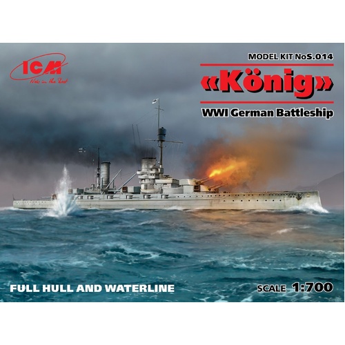 ICM 1/700 'König' WWI German Battleship full hull and waterline Plastic Model Kit