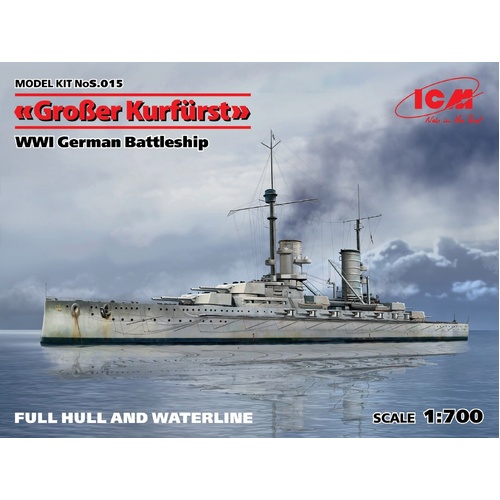 ICM 1/700 'Großer Kurfürst' (full hull & waterline) WWI German Battleship Plastic Model Kit
