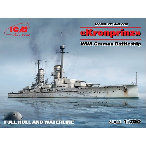 ICM 1/700 'Kronprinz' (full hull & waterline) WWI German Battleship Plastic Model Kit