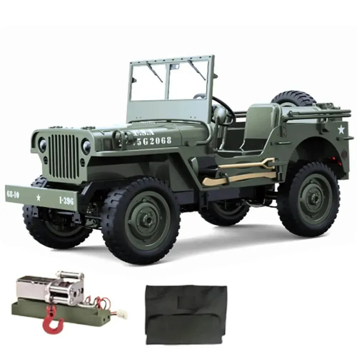 JJRC 1/10 Willys Jeep 4WD Military RC Crawler (with Canvas & Winch)