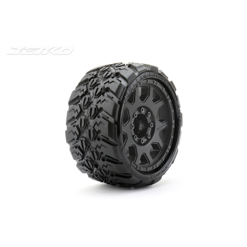 Jetko 1/8 SGT 3.8 EX-KING COBRA Tyres (Claw Rim/Black/Med Soft/Belted)
